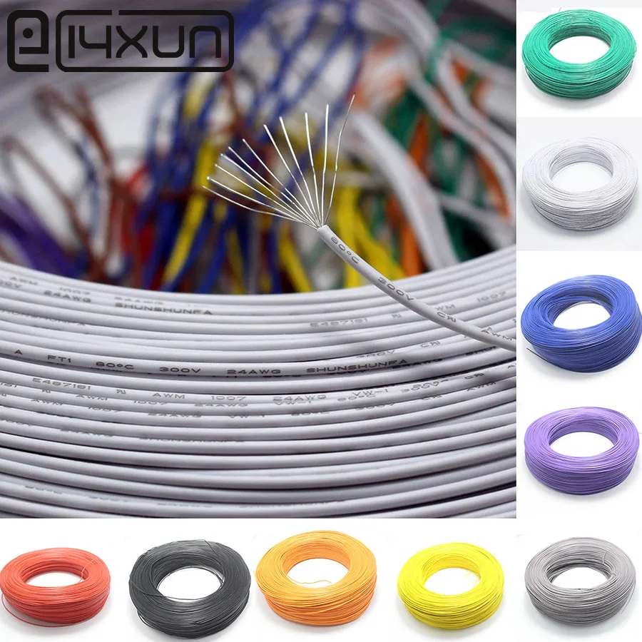 

EClyxun 5 Meter UL1007 UL 1007 24AWG 11/0.16TS 80C 300V 1.4MM PVC Electronic Cable UL Certification 10 Color For DIY