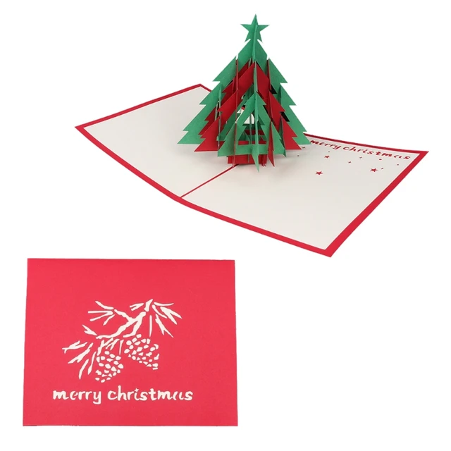 3style christmas tree 3d pop up greeting card wedding birthday postcard for christmas