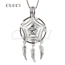CLUCI new design pearl cage pendant 925 sterling silver necklace locket pendant 3pcs