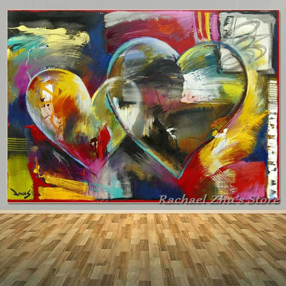 

Hand Painted Abstract Heart Sharp Picture Oil Painting On Canvas Abstract Wall Picture Living Room Bedroom Hotel Home Wall Decor