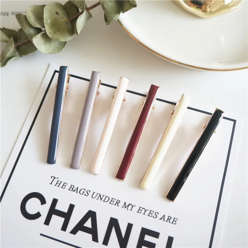 

Women Colorful Solid Plastic 6cm Thick Barrettes Female Elegant Hair Clips Hand drop oil pressure hair edge clip ornament
