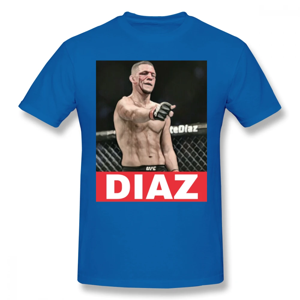 Awesome UFC MMA Fighter Nate Diaz футболка мужская с круглым вырезом и графическим принтом Camiseta футболка большого размера - Цвет: Синий