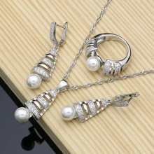 Ювелирные наборы из пресноводного жемчуга, серебро 925, ювелирные изделия, свадебные украшения для женщин, серьги/кулон/Кольцо/ожерелье, набор, Прямая поставка