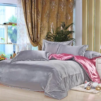 

100% Pure Tabby Silk Bedding Set Double-faced Bed Set Bedclothes Duvet Cover Fitted Flat Sheet Pillowcase Adult/Kids Bedding Set