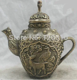 

xiuli 00934 China Folk Culture Handmade Old Brass Bronze Statue The teapot Sculpture