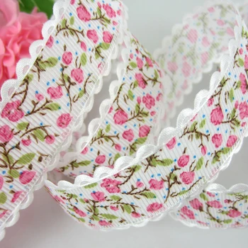 

20yards 1" Printed Flower lace ribbon For Craft /Wedding/Scrapbooking Decorations 25mm