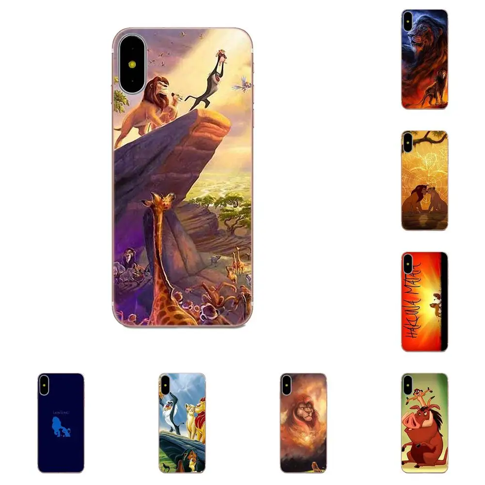 Мягкий ТПУ чехол для телефона Apple iPhone X XS Max XR 4 4S 5 5C 5S SE 6 6S 7 8 Plus Comic The Lion King Hakuna Matata |
