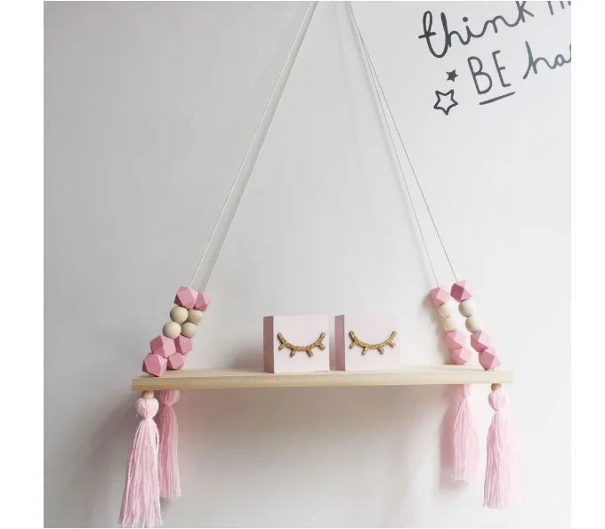 حار بيع غرفة نوم رفوف الحائط DIY الأصلي خرزات خشبية رف جدار رفوف التخزين منظمة سوينغ الرفوف ديكور المنزل L288