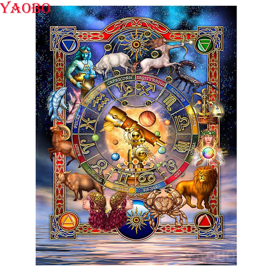 

Constellation 12 Zodiac Diamond Embroidery sale Rhinestone painting 5D DIY Diamond Painting Cross Stitch full square round drill