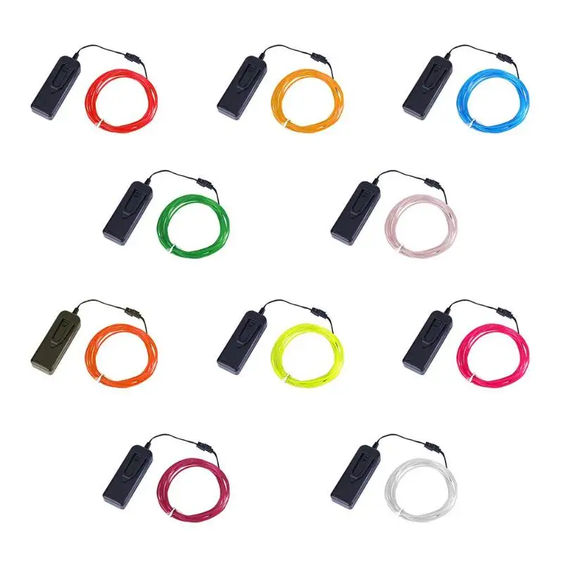 

3M PVC EL Wire Neon Car Lights Dance Party Car Decor Light Flexible 4 Modes LED Strip With DC1.5V Driver Home Garden Decor