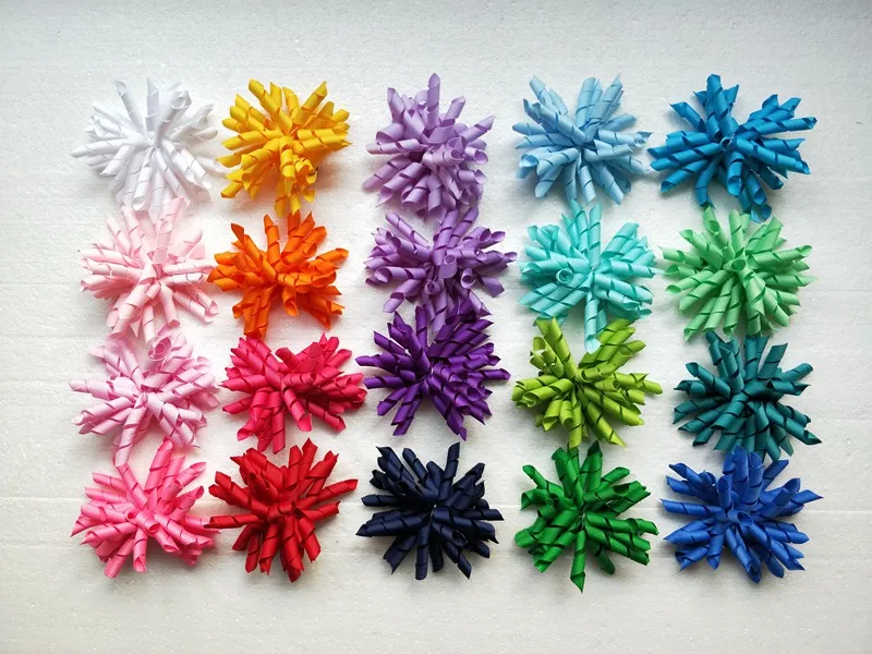 

1pcs 3.5" curl tassel ribbons Ponytail holder korker plain colour hair band corker hair bows clips elastic hair rope PD007