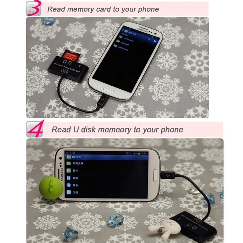Прочный 3in1 OTG телефонный разъем адаптера USB Порты и разъёмы концентратор комплект подключения для большинства мобильных телефонов