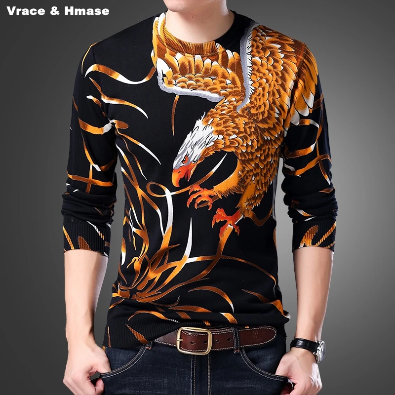 

Personality 3D wings eagle pattern printing fashion boutique sweater Autumn&Winter 2019 New top quality cotton sweater men M-3XL