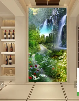 

3d room wallpaper custom mural non-woven Wall sticker 3 d waterfall tree-lined trail porch painting photo wallpaper for walls 3d