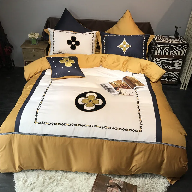 

2017 Flower100% Cotton King Queen Bedding Sets of Density Europe Fashion Deco Duvet Cover Bed sheet Pillowsham 4pc