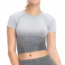 Женская футболка для йоги топы спортивный укороченный топ топы с короткими рукавами занятия в тренажёрном зале Бег Фитнес футболка для йоги стрейч тонкий мягкий Топ