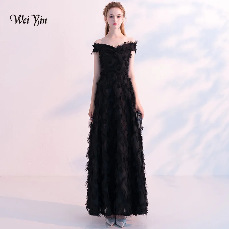 Weiyin сексуальные черные длинные вечерние платья женские элегантные 2019 v-образный