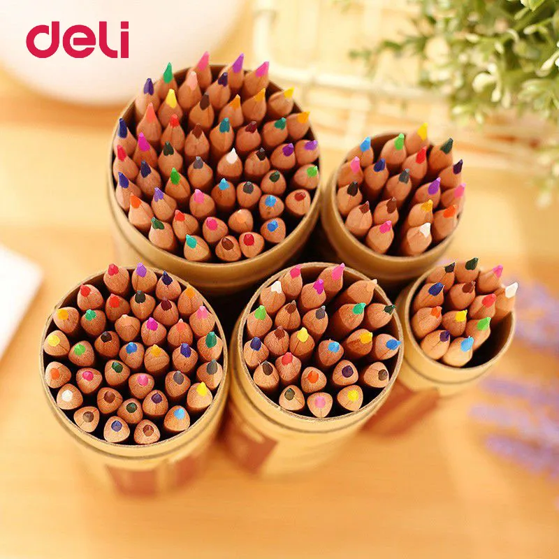 

Deli 2019 Nature Wood Colored Pencils Set 12/18/24/36/48 Colors For Drawing Painting Sketch Lapis De Cor School Artist Supplie