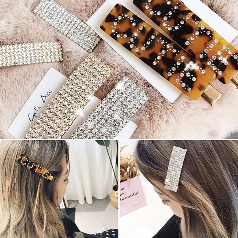 

Korean Hairpin Barrette Headdress Women Bling Crystal Hairpins Rhinestone Hair Clip Barrette Hair Accessories Girls Hair Clip