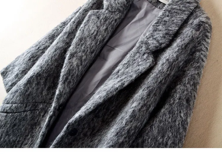 Скидка, хорошее качество, утолщенное длинное шерстяное пальто для женщин, теплое, с рукавом три четверти, однотонная женская верхняя одежда, модные зимние пальто для женщин