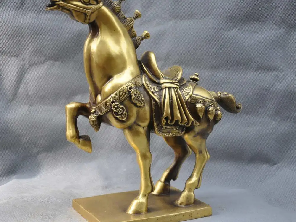 

13" China Fengshui Zodiac Tang Warrior Horse Bronze Statue