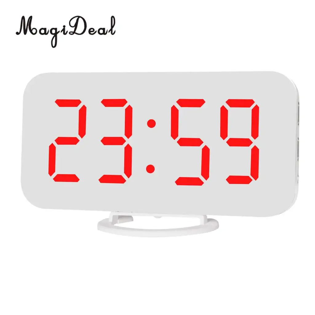 Phone Charging USB Alarm Clock Digital Clock with Large Easy-Read LED Display Diming Mode Snooze Function Mirror Surface