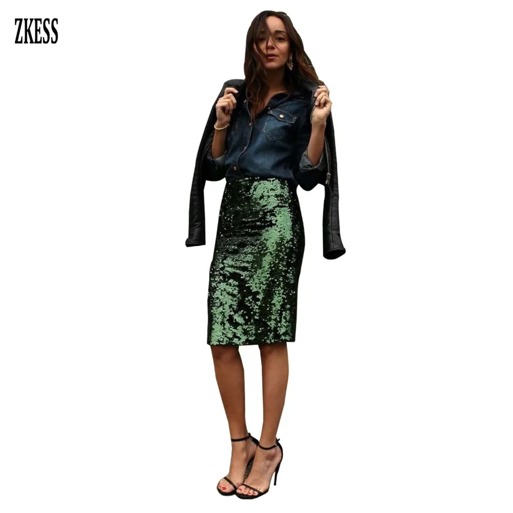 Green-Glitter-Me-Crushed-Sequin-Pencil-Skirt-LC65148-9-1