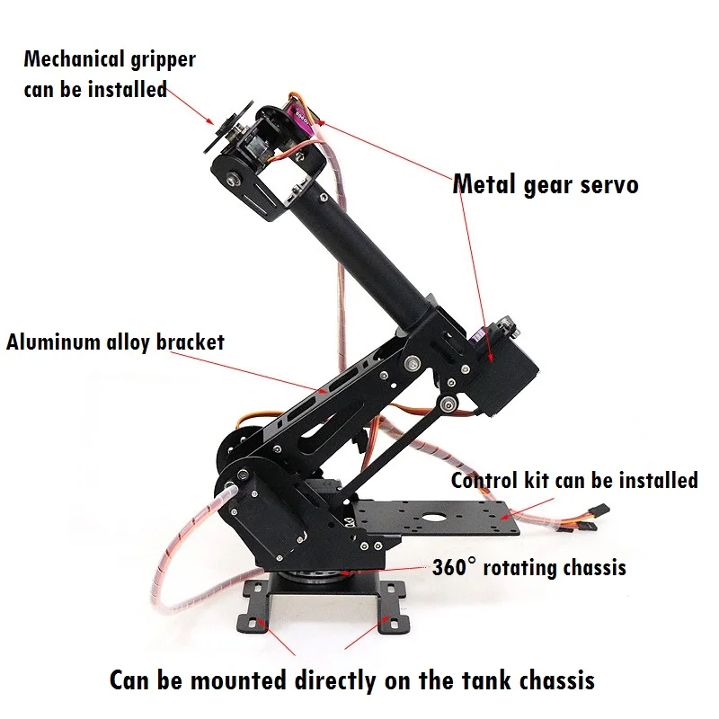 SZDOIT полностью металлический 7DOF робот Arm+ TC100 умный Танк шасси комплект транспортного средства Роботизированный Серводвигатель DIY для Arduino разобранное образование