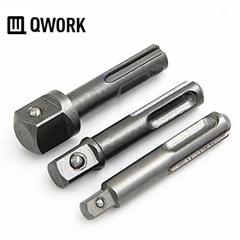 QWORK 3 шт. SDS Plus в квадратный разъем размер адаптера 1/4 &quot(6 35 мм) 3/8&quot (9 5 1/2 &quot(12 7
