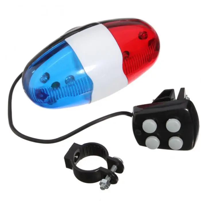 Flash Deal Newly Bicycle 6 Flashing LED 4 Sounds Police Siren Trumpet Horn Bell Bike Rear Light 7