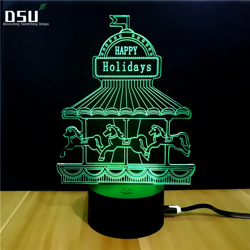 

Creative Merry-go-round 3D Fanciful LED Night Light USB Smart Touch Lighting Color Changing LED Lamp Party, Home Decoration