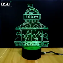 Creative Merry-go-round 3D Fanciful LED Night Light USB Smart Touch Lighting Color Changing LED Lamp Party, Home Decoration