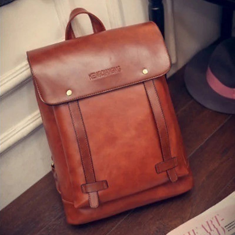 

Fashion High Quality PU Leather Backpack Women Vintage Travel Satchel Girl Laptop Rucksack Teenager School Bag Student Backpack