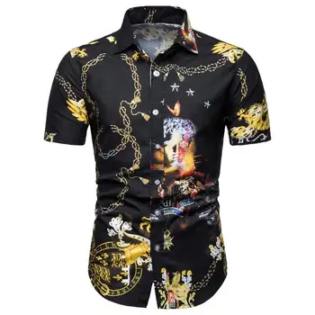 

Hawaiian Shirt Mens Clothing Short sleeve Mens Shirts Turn-down collar New arrival Blouse Men Summer