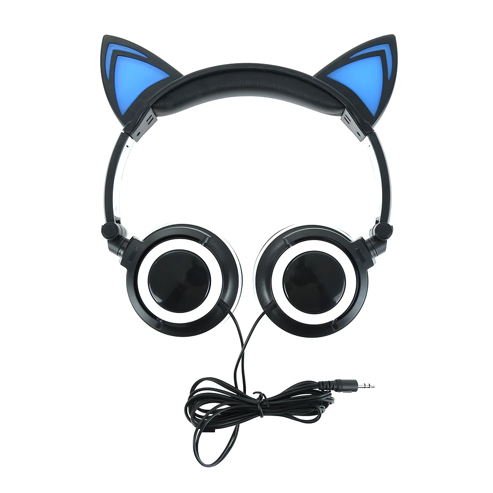 

1pc LED Light Stereo Headset Earbud W/ Cat Ears Shape For Mobile Phone PC Hifi Stereo Mp3 Music Player Walkman Earphone
