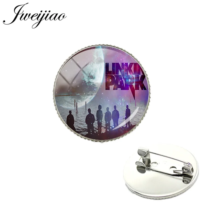

JWEIJIAO Linkin Park Rock Band Sign Symbol Brooch Badge Glass Cabochon Dome Decoration Pins For Trendy Men And Women LK35