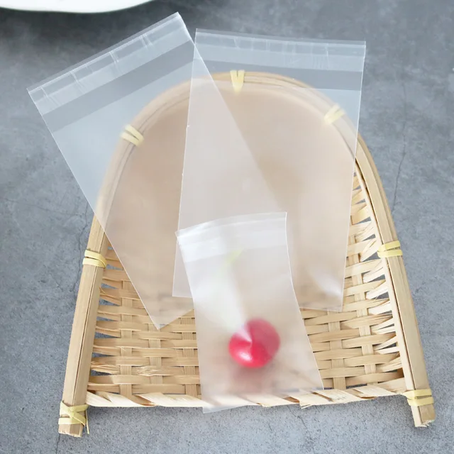 100pcs Frosted Plastic Bag White Self-adhesive Packaging Bags Cookies Cellophane Candy Bags Party Wedding Decoration Gifts Bag