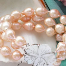 Z4331 3row " 15 мм розовый капельного пресноводных культивированный жемчуг braceletNoble стиль естественно прекрасно jewe быстрая