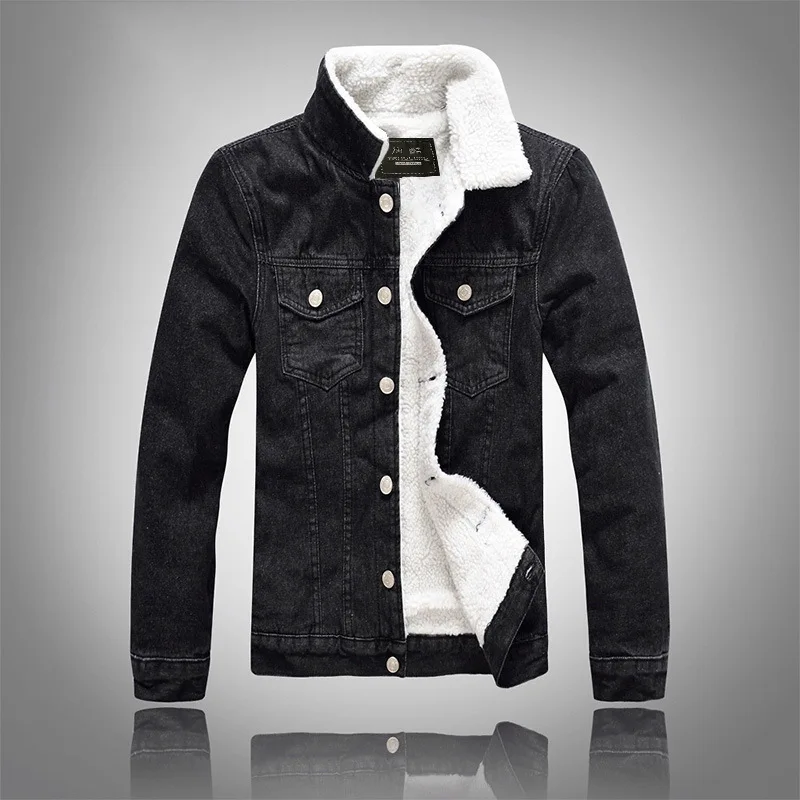 

2019 Winter Autumn Warm Denim Jacket Plus Size 5XL Thick Bomber Jacket Men Hip Hop Streetwear Cotton Cowboy Mens Jean Jacket
