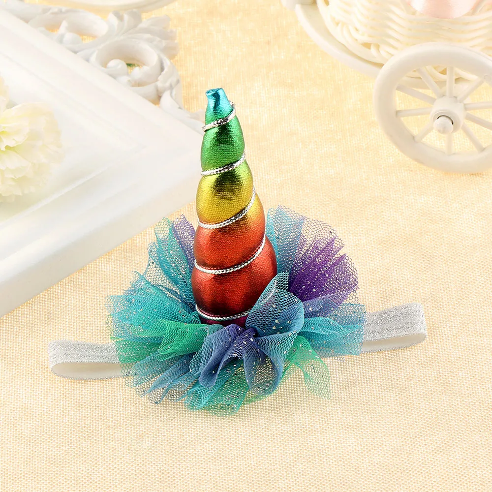 1PC DIY Glitter Metallic Unicorn Headband Felt Unicorn Horn Hairband