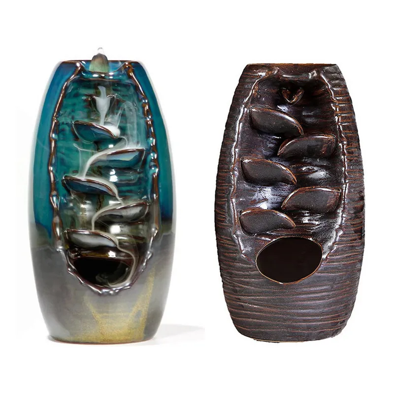 

Backflow Incense Burner Ceramic Waterfall Incense Holder Home Decoration Aromatherapy Smoke Incense Tower Burner Incense Sticks