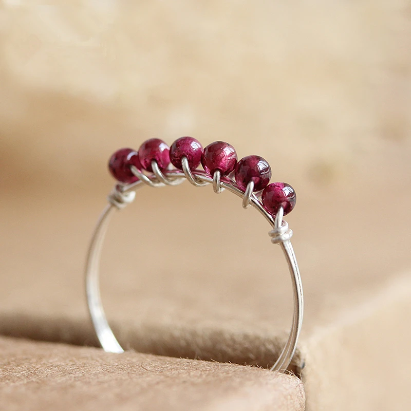 

PINJEAS Rings blood red simple ring Handmade High Quality minimalist Jewelry stackable promise Personalized Charm ring