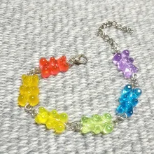 Ручной работы 3 D мультфильм браслет медведь прекрасный карамельный цвет животных браслеты забавные ювелирные изделия летний праздник Браслеты для женщин девочек