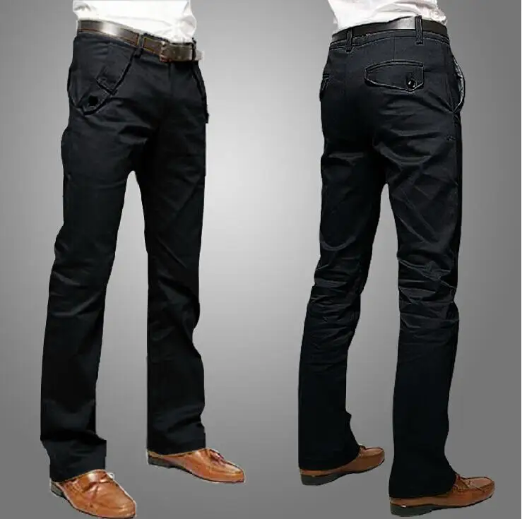 Spring and Autumn Mens Chino Pants Casual Fashion Black