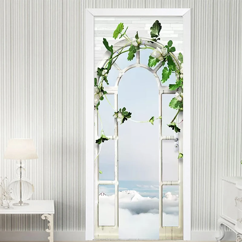 

Self Adhesive Waterproof Flower Leaves 3D Door Stickers Canvas Home Decor Renew PVC Mural Paper Print Art Pictures For Bedroom