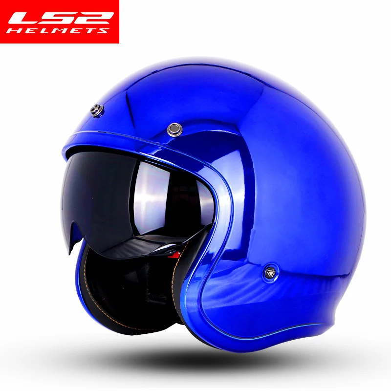 LS2 OF599 Spitfire с открытым лицом винтажный шлем moto rcycle половина 3/4 шлем casco moto винтажный ECE утвержденный размер M-XXXXL - Цвет: Plating blue