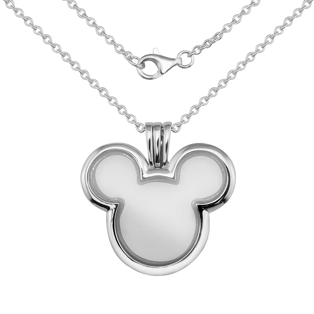

925 Sterling Silver Mickey Floating Locket Necklace Pendants For Woemn Original Fashion Jewelry Making