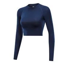 Женский тренажерный зал черный Йога поясничные топы Йога с длинными рукавами Топы Спортивные Фитнес-Спорт футболки танец тренировочная спортивная одежда# YL10