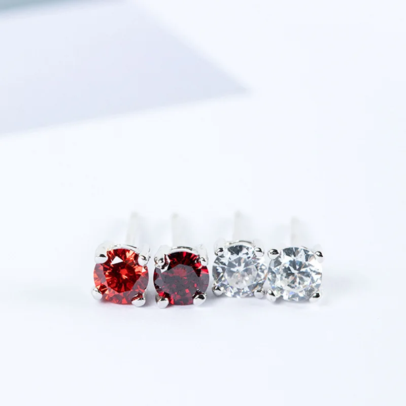 simple pour claw 4mm cz earrings 100% 925 Sterling silver Jewelry fashion Hypoallergenic Stud earrings for women gift