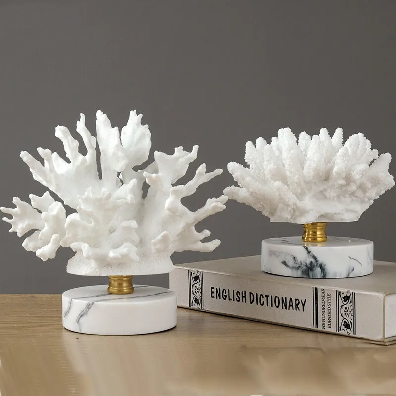 Изысканная Снежная белая МОРСКАЯ ФОРМА коралла полимерная скульптура